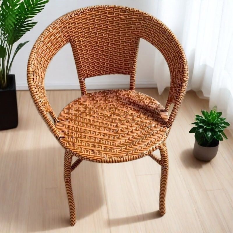 Outdoor Rattan Chair, Balcony Chair, Coffee Table Chair, Leisure Backrest Chair, Living Room Rattan Chair, Round Table Five-Piece Set, Imitation Rattan Table and Chairs