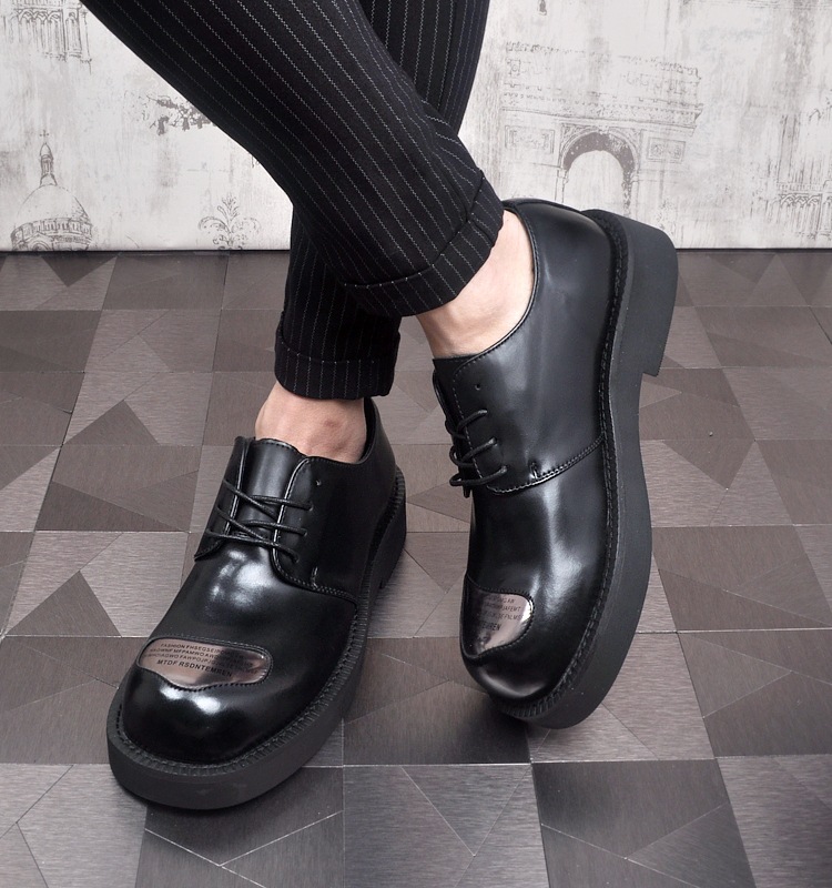 ShoeVault Neue Business-Schnürschuhe für Herren, Derby-Schuhe mit runder Zehenpartie, dicker Sohle und Plateau, die die Körpergröße erhöhen – ideal für Hochzeiten._voghion.com