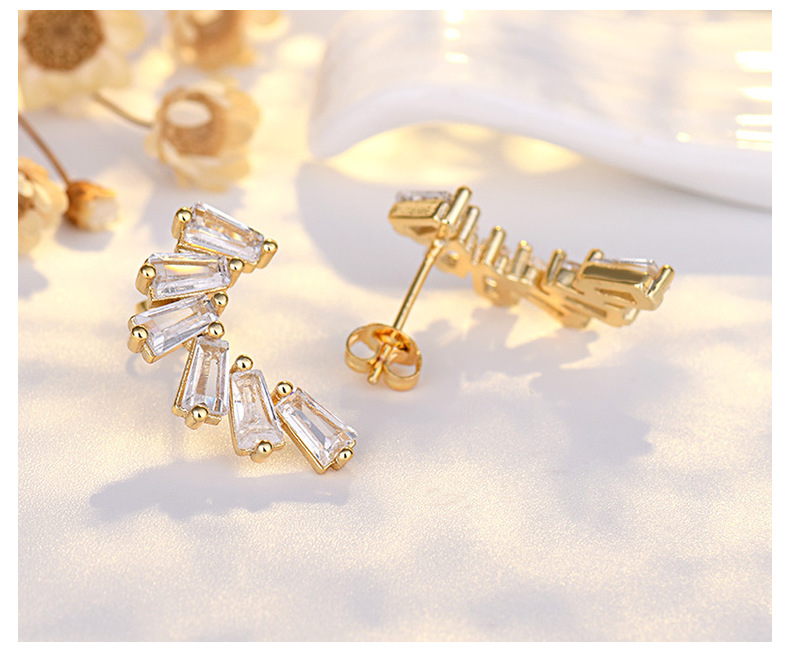 Zircon Inlay Material 1 Pair Simple Style Square Plating Inlay Copper Zircon 14k Gold Plated Ear Studs