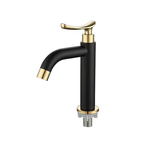 Light luxury 304 stainless steel single cold basin faucet bathroom hotel black single cold upper basin faucet