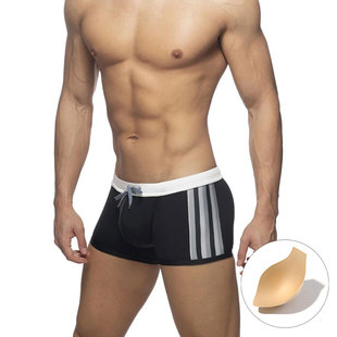 UXH Foreign Trade Men's Belt Color Matching Boxer Swim Trunks with Cup Three-dimensional Fashion Simple Anti-glare Boxer Shorts