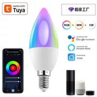Custom graffiti intelligent 5W E14 candle bulb RGBCCT dimming color temperature timing dual-mode wifi candle light C37