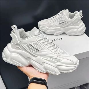 Summer New Breathable Mesh Sports Shoes Men's Korean-style Trendy All-match Small White Platform Casual Running Dad Shoes