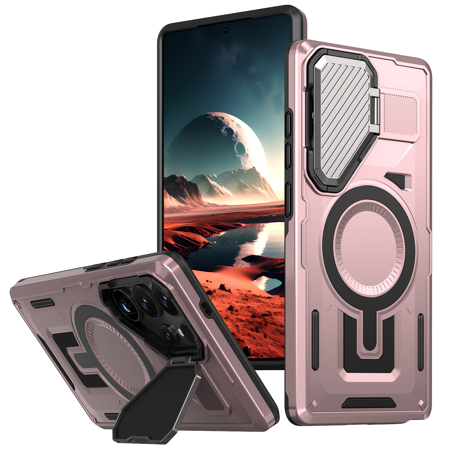 Adecuado para Samsung S25Edge extraordinaria funda para teléfono móvil Aegis S24FE soporte de lente de carga magnética funda protectora anti-caída