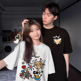 Summer Pure Cotton Short-Sleeved T-Shirt Couple Wear Lazy Style Loose Niche Design Tops for Men and Women Student Trendy Class Uniforms