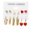 Fashion gold hoop earrings ladies pearl punk earrngs set