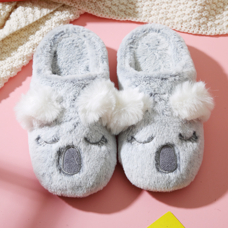 New Men's and Women's Animal Slippers Wholesale Cartoon Cute Koala Cotton Slippers Home Non-Slip Warm Cotton Slippers Waterproof