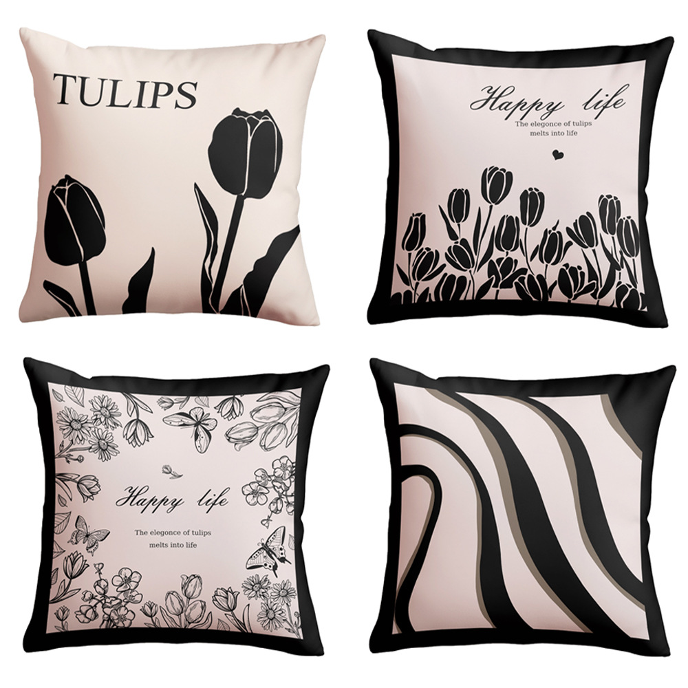 Vintage Flower Pillow Case Pastoral Light Luxury Sunflower Jacquard Pillow Homestay Sofa Decorative Cushion Cover Cross-border