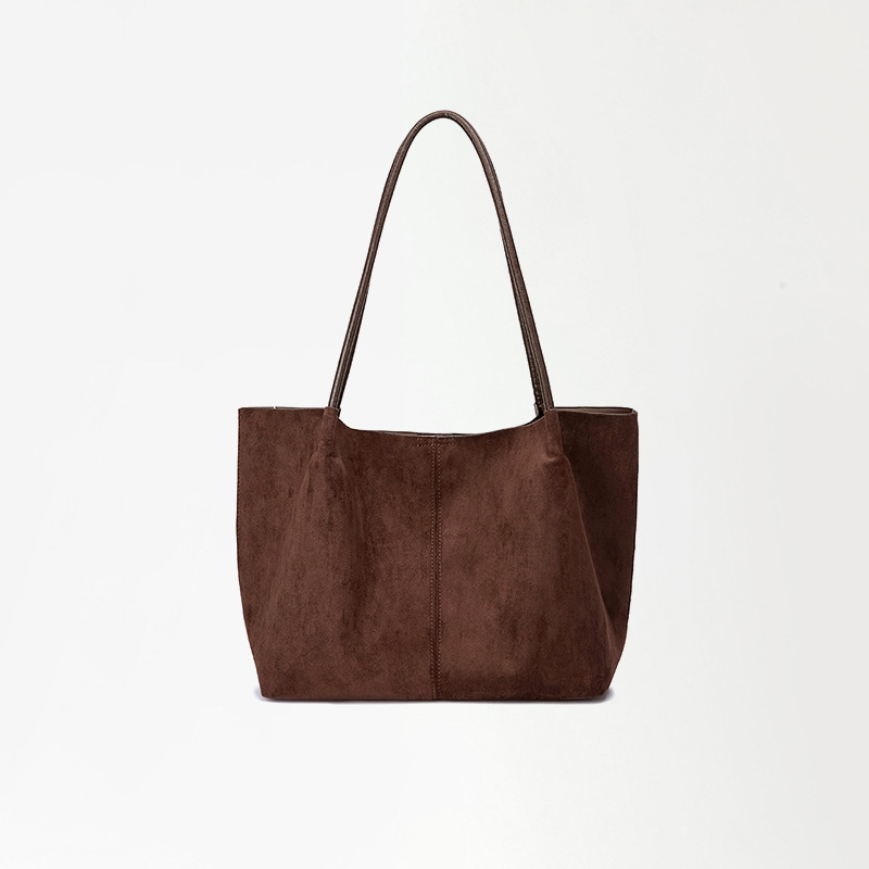 Cross-Border New Retro Suede Shoulder Bag For Women, High-End Large Capacity Tote Bag For Work And Commuting - Thumbnail 3