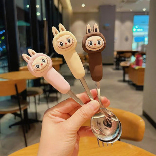 Cute Cartoon Pattern Spoon, Fork and Chopsticks Three-Piece Set, Convenient Tableware Baby Set, Manufacturer's Ready-Made Spoon, Fork and Chopsticks
