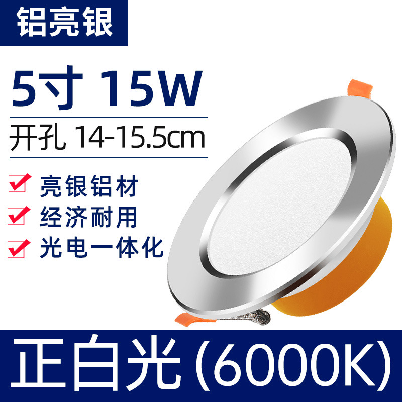 [aluminum bright silver] 5-inch 15w white light