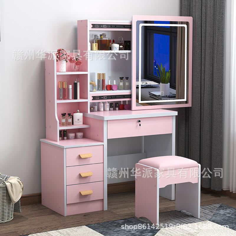 Dresser Makeup Table Cosmetics Table cómoda, pequeña habitación, simple Gabinete de cubo, Mesa de maquillaje integrada