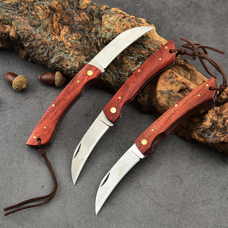 户外刀不锈钢激光锻打纹折叠刀水果刀不锈钢刀具随身刀