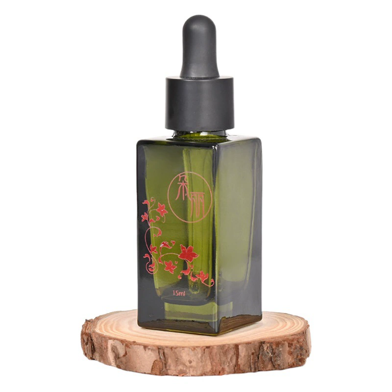 Оптовая продажа, в наличии: флаконы для эссенций и эфирных масел 10 мл, 30 мл, квадратные, стеклянные, зеленые, с пипеткой, многоразовые, с возможностью индивидуализации.