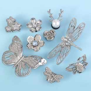 25 Cross-border e-commerce hole shoes accessories metal rhinestone pearl shoes flower dragonfly butterfly shoes decoration pearl shoes buckle