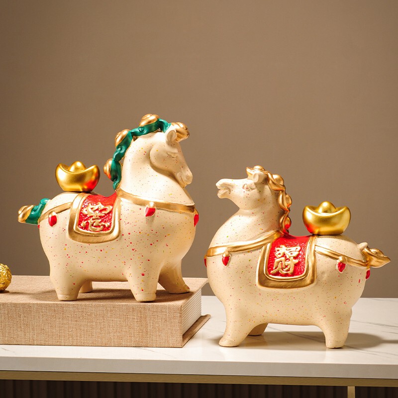 軽くて豪華な高級中国風の馬の装飾品で、リビングルーム、玄関、オフィスの装飾、新しい家の引っ越しギフトに富を引き寄せるために使用できます。|undefined