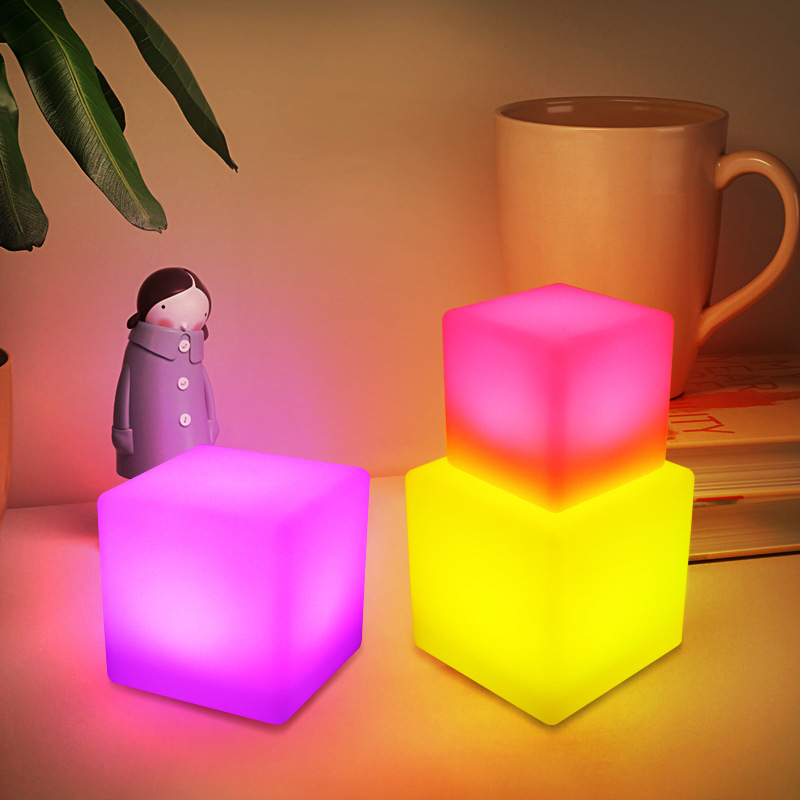 Cross-Border Cube Square Lamp 10cm USB Rechargeable Square Square Led Night Light Clear Bar Desktop Atmosphere Light Cross-Border Cube Square Lamp 10cm USB Rechargeable Square Square Led Night Light Clear Bar Desktop Atmosphere Light
