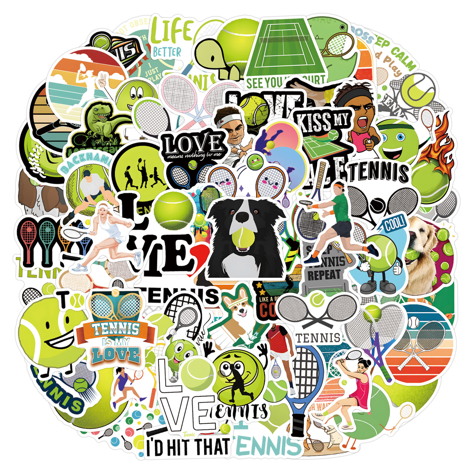 110 new tennis tennis ball sports cross-border graffiti stickers diy decoration skateboard guitar waterproof stickers