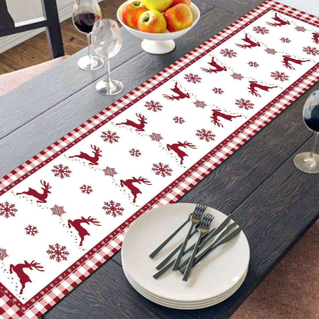 Koti ja puutarha Uusi innovatiivinen joulukoristeiden pöytäliina, pellava, kestävä ja vahva pöytäliina, likaantumista estävä pöytäliina, tukkumyynti_voghion.com