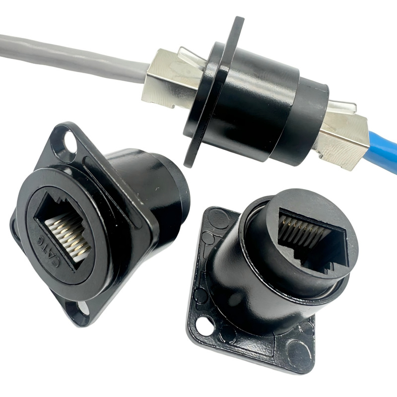 D-type panel fixed straight-through module RJ45 network cable data signal pair connector network interface female socket