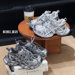 巴黎厚底蜘蛛侠老爹鞋2025新款做旧脏脏绑带增高时装运动休闲鞋潮