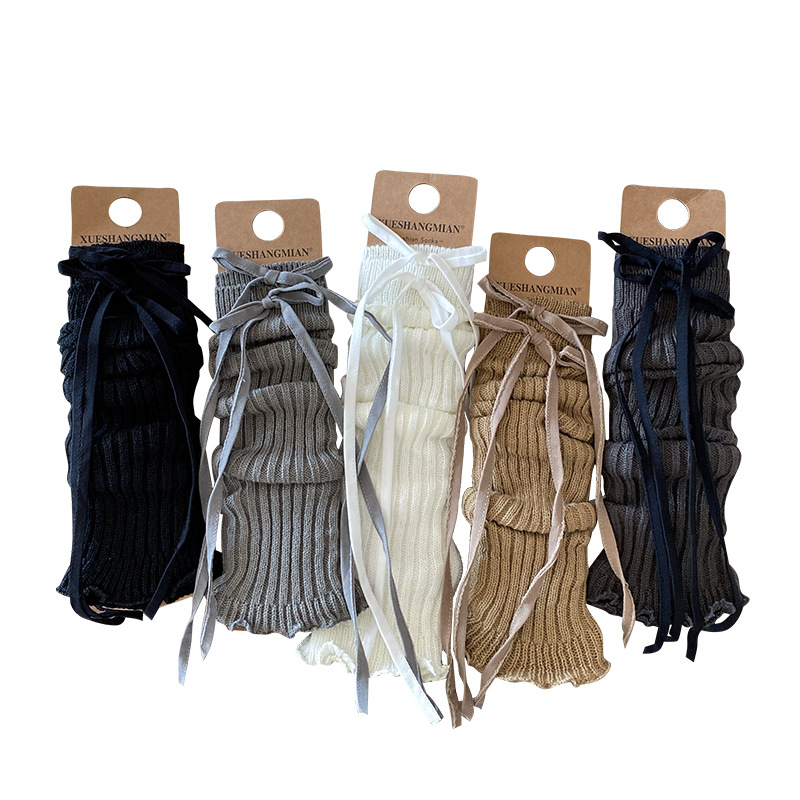 Leg Warmers Bootshang Cotton Socks For Women Cross Strap Calf Socks Spring And Autumn Retro Split Winter Ballet Style Solid Color Knitted Calf Sleeves_voghion.com