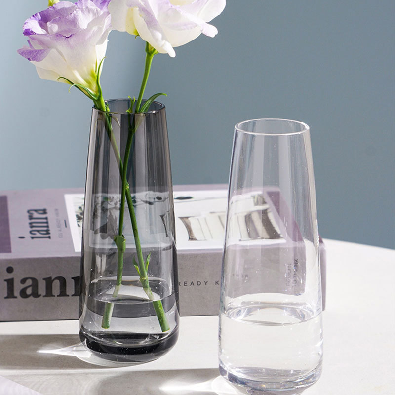 透明電鍍T筒玻璃花瓶北歐簡約插花器客廳臥室家用ins風裝飾擺件