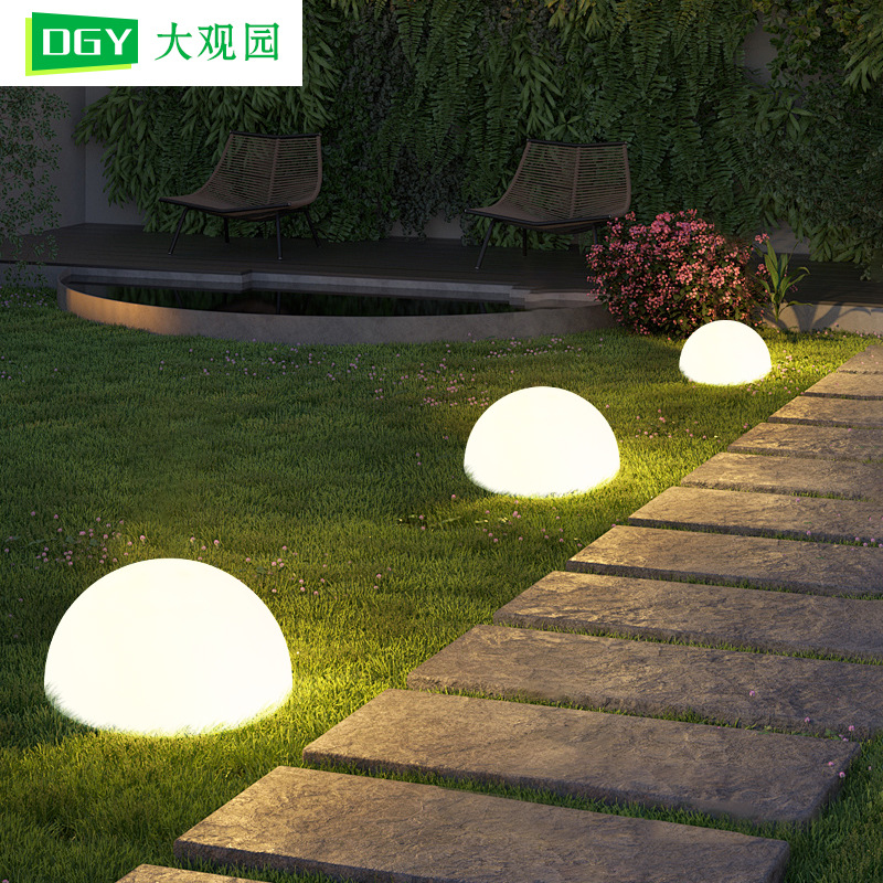 lámpara solar hemisférica luz exterior parque villa paisaje decoración lámpara de jardín LED lámpara de suelo de césped