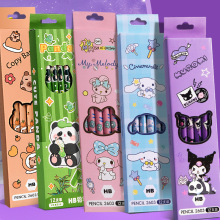 卡通12支盒装木铅笔新款可爱书写圆形写字笔小学生学习用品库洛米