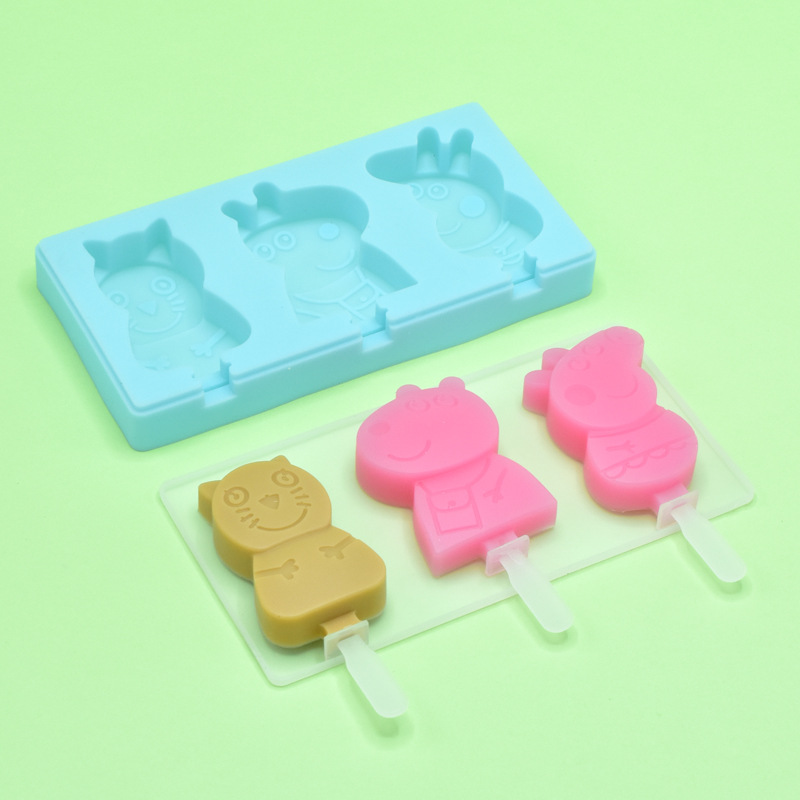 Helado de silicona molde casero del hogar los niños bricolaje helado paleta molde con tapa hecha a mano Amazon animal