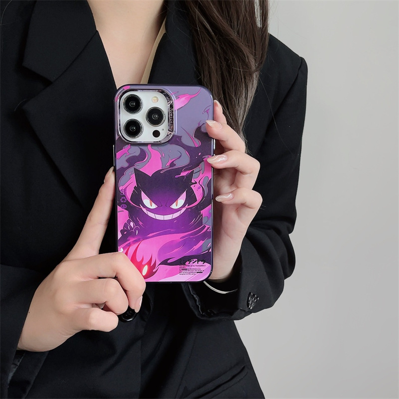 トレンドブランドアニメ風iPhone17ケース iPhone16電気メッキシルバー13IMD二層15Promaxハードケース|undefined