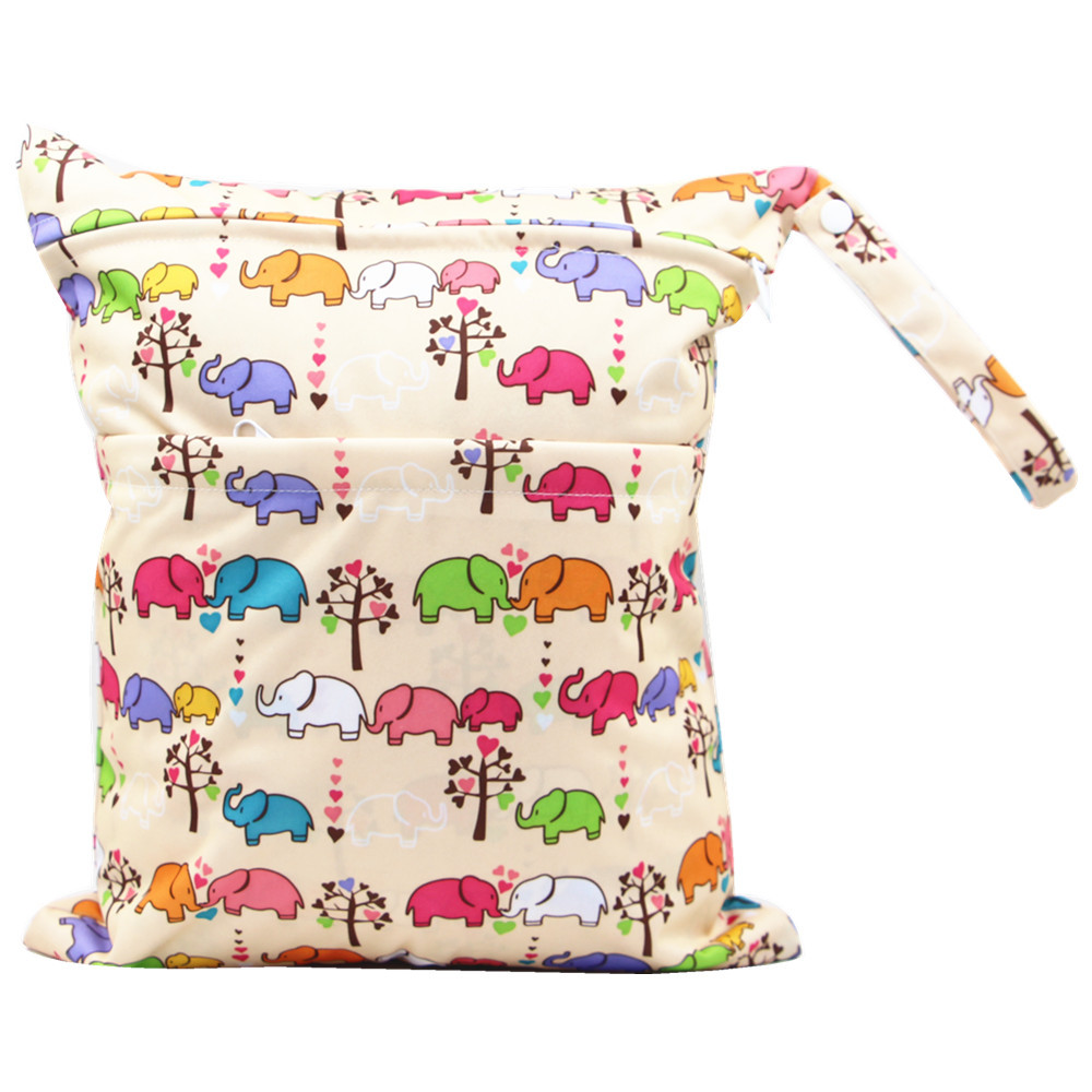 Bolsa de pañales Asenappy Impresión digital bebé doble cremallera impresión impermeable bolsa de pañales aplicación económica