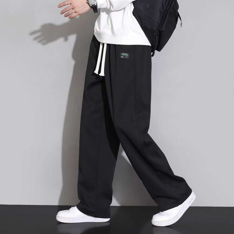 男女同款条纹卫裤男生夏季宽松直筒裤休闲长裤青少年阔腿运动裤子|undefined