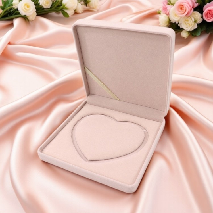 绒布珍珠链套装盒 银饰链绒布包装盒 玉珠链礼品文玩收纳盒