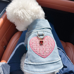 スポットクロスボーダーホットスタイルペット子犬猫服ソース工場直販春秋ラブペンダントデニムジャケット