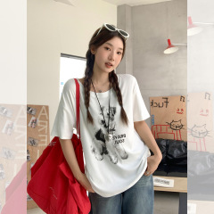 2025年韩版新款可爱小狗印花设计感修身显瘦短袖t恤女超好看上衣