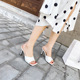 2023 Spring and Summer Fashion Simple Versatile High Heel Slippers Style Square Head Slim Heel Solid Color Slippers