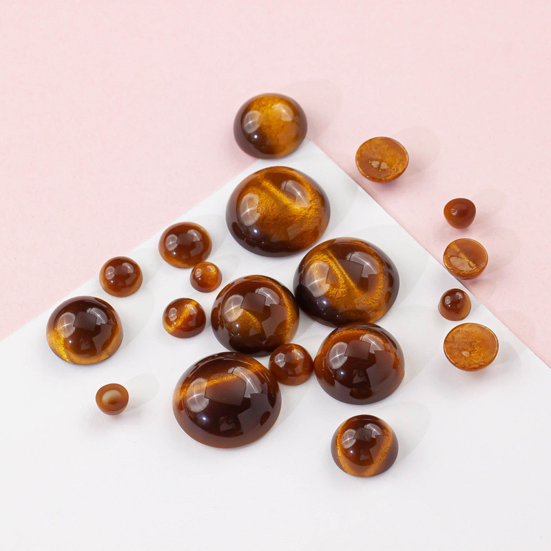 Imitation tiger eye stone effect flat bottom semicircle ring surface half patch DIY jewelry earrings ring accessories inlay material
