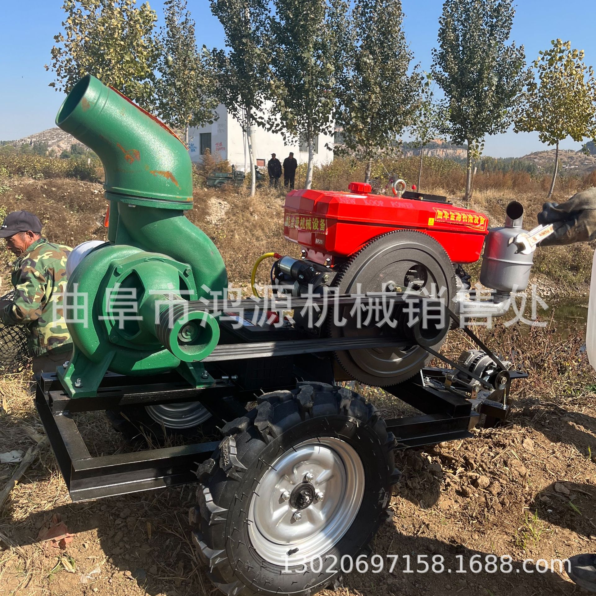 拖车式抽水泵 农田浇地灌溉水泵 四缸发动机12寸混流泵24小时工作