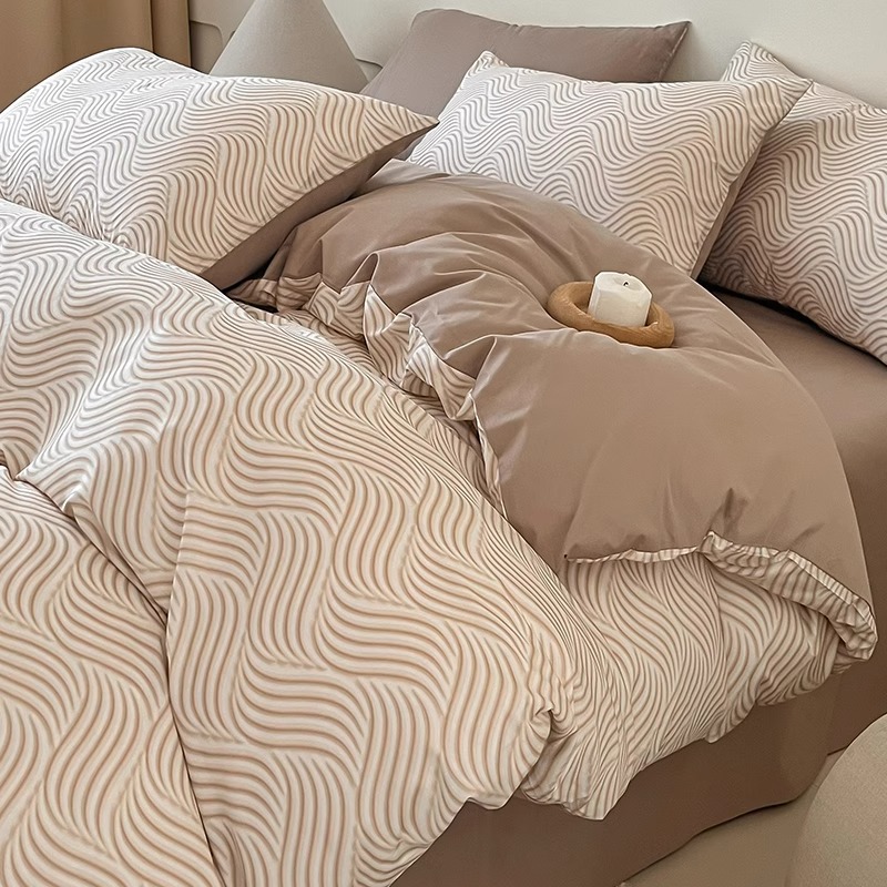 Nordic Minimalist Retro Cotton Bedding Four Piece Set For Dorm_voghion.com