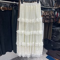 白色半身裙蕾丝蛋糕裙女2025秋季绝美裙子小个子出游穿搭