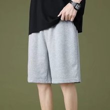 夏季薄款男士灰色运动短裤宽松夜跑五分裤子男夏外穿潮流休闲中裤