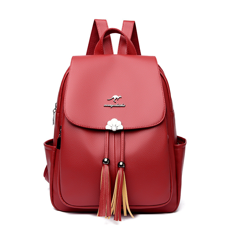 Mochila de borla de moda para mujer 2024 comercio exterior transfronterizo nuevo estilo simple y versátil mochila para mujer mochila de gran capacidad