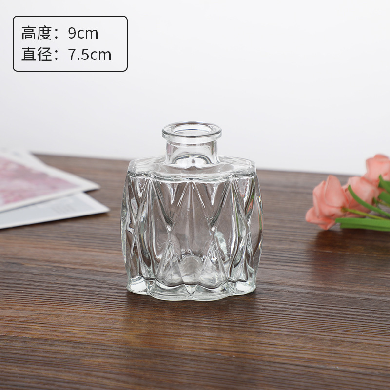 Jarrón clásico personalizado en relieve, vidrio transparente, adornos de escritorio para oficina, colgantes para dormitorio, mini decoración retro