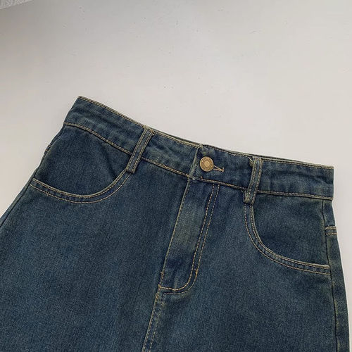 Collar, long-sleeved shirt, short skirt, women's autumn new style, Hong Kong-style, seasonal trend, two-piece denim suit