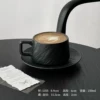 Stone pattern ceramic coffee cup and saucer-black