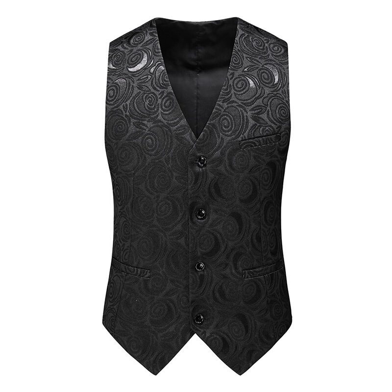 New cross-border men's slim-fit fashion vest suit, trendy jacquard single-breasted vest for young men