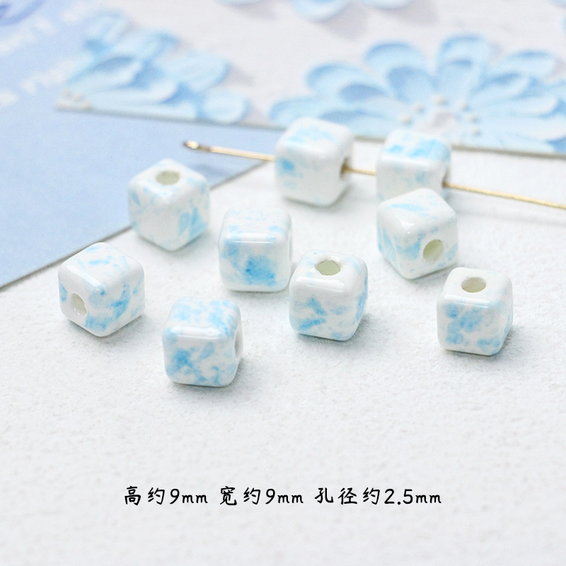 【小清新系】日系セラミックブルーシリーズ散珠DIY手作りビーズネックレスブレスレット隔珠材料|undefined