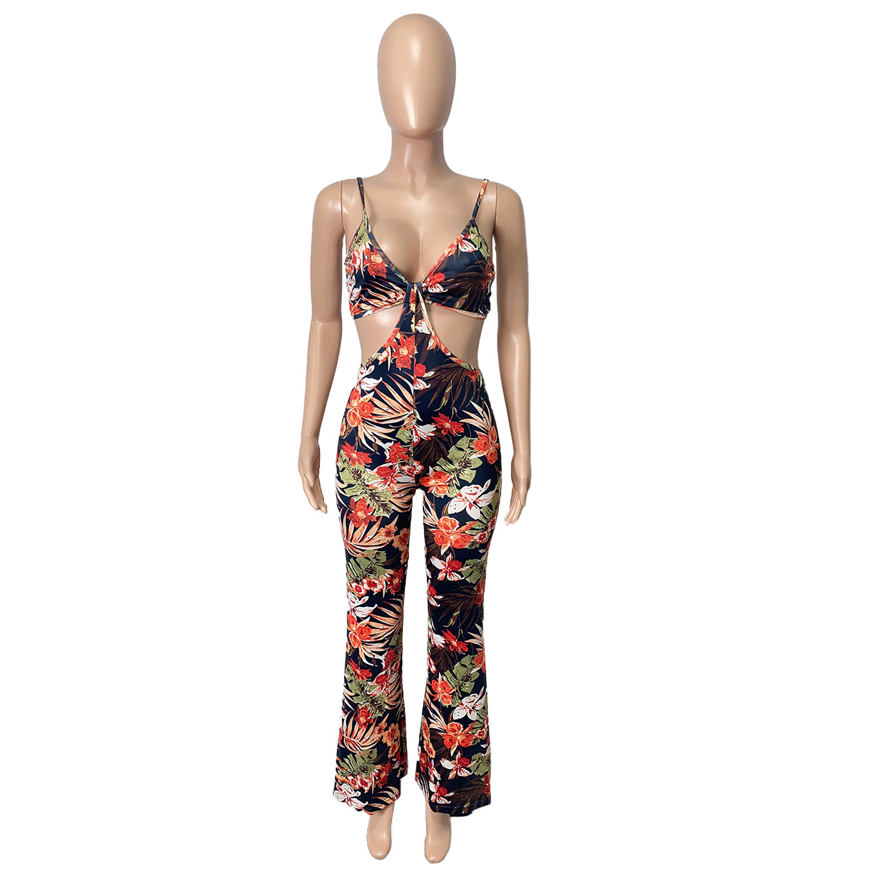 Women Clothing Spring Summer Beach Vacation Tube Top Hollow Out Cutout Jumpsuit