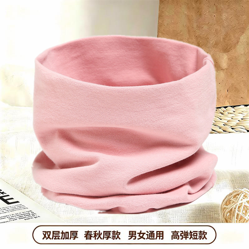 Basic unisex neck warmer for spring and autumn, solid color, double-layered, thickened, straight-cut, high-elasticity ribbed neck gaiter, versatile neck protector